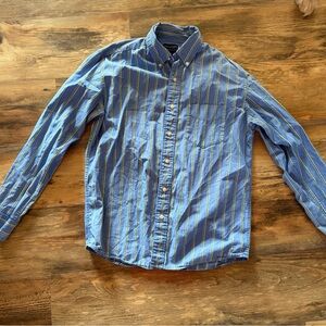 American Eagle Outfitters Blue Shirt with Yellow Stripes